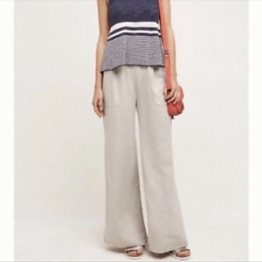 Anthropologie Hei Hei Grey Linen Wide Leg Pants - Picture 1 of 11